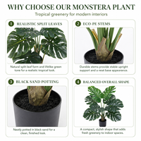Arbre artificiel Monstera en PE de 90 cm, aspect naturel, vente en gros, durable, écologique, résistant aux UV, pour intérieur moderne