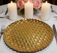 Assiettes rondes de luxe en plastique PP doré de 13 pouces, écologiques, personnalisables et durables, pour la décoration de table de mariage ou de dîner