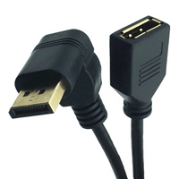Personnalisé Manufacture Drop Shipping Or DP DisplayPort Mâle 90 Degrés Angle Droit vers Femelle Câble d'Extension 0.3m