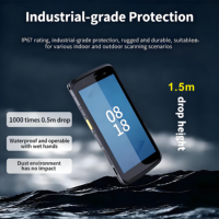 Terminal portable robuste IP67 Android 14 avec lecteur de codes-barres 1D/2D, 4G+64G de mémoire, 4G/WiFi/GPS en stock