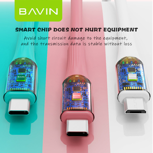 BAVIN โรงงานขายส่งราคาโลโก้ที่กำหนดเองที่มีความยืดหยุ่นอาหารเกรดซิลิกอนไมโคร Usb ประเภท C 2.4A ชาร์จอย่างรวดเร็วสายข้อมูล CB226 - Product Image 4