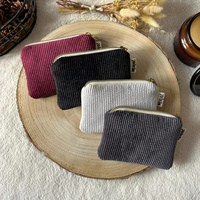 Dompet Koin Resleting Korduroi Vertikal Tas Kosmetik Mini Portabel Kantong Kecil Tempat Penyimpanan Perjalanan