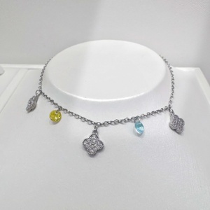 Bracelet à breloques en argent 925 plaqué or rose, chaîne simple, mode quotidienne, été, amitié, zircon, pour filles. - Product Image 4