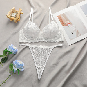 Completo Intimo Sexy Ricamato in Pizzo per Donna - <span class=keywords><strong>Reggiseno</strong></span> con Ferretto Senza Imbottitura e Perizoma Morbido Trasparente - Produzione di Fabbrica - Product Image 3