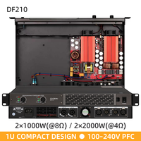 Amplificateur de puissance numérique professionnel DF210 1U, 2 canaux, 1000W à 8Ω, 2000W à 4Ω, avec PFC et prise en charge de la tension universelle