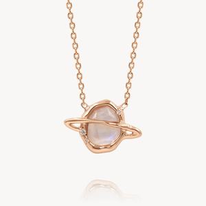 Collar con Colgante de Saturno, Esfera de Saturno, Plata de Ley 925, Collar del Planeta Saturno - Product Image 2