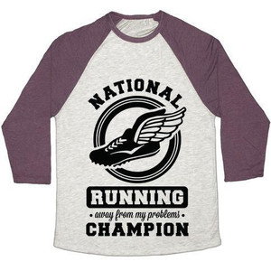 National Running Away From My Problems Champion T-shirt de baseball unisexe en tissu mélangé - Product Image 2