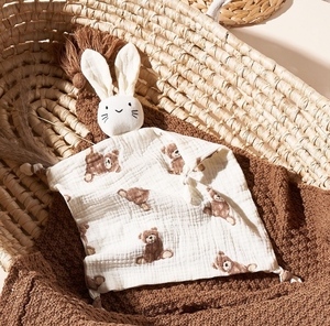 Couverture de sécurité pour bébé de luxe, serviette douce, mouchoir pour bébé, <span class=keywords><strong>doudou</strong></span> apaisant, serviette de confort, motif floral, respirante - Product Image 2
