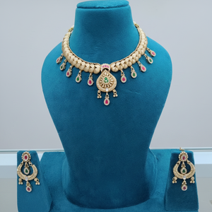 Heritage Polki Imitation Necklace & Earrings 18K <b>Gold</b> Plated Brass Trendy Bridal Jewelry <b>Set</b> for Wedding & Party - Product Image 2