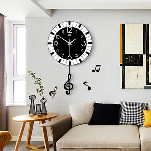 Notes de musique modernes, <span class=keywords><strong>grande</strong></span> horloge murale en bois avec <span class=keywords><strong>pendule</strong></span> pour décoration de maison, minimaliste, silencieuse, nouvelle collection - Product Image 3