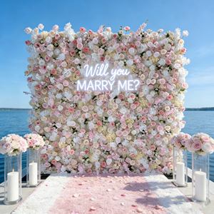 Hete Aanbieding 8ft 8ft Bruiloft Bloemenachtergrond Roze Kunstbloemen Decoratie Achterwand Kunstmatig voor Hotels 5D Bloemenwand - Product Image 5