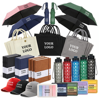 Ensemble de cadeaux promotionnels d'entreprise variés et populaires avec logo personnalisé imprimé en sérigraphie : carnet de notes en similicuir, journal, stylo, fournitures de bureau