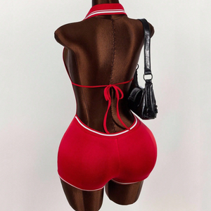 Tuta intera monopezzo con chiusura a scatto sull'inguine, abbigliamento estivo, tuta con schiena scoperta, abbigliamento da resort, tuta da <span class=keywords><strong>donna</strong></span>, tuta senza schienale stile rugby, tuta tipo gilet <span class=keywords><strong>polo</strong></span> - Product Image 5