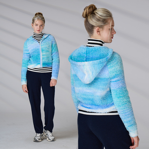 Knitwear Manufacturer Custom Long Sleeve <b>Zip</b> <b>up</b> Hoodies Sweater Polyester Fuzzy Knitted <b>Cardigan</b> - Product Image 1