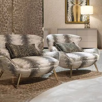Chaise de Canapé Simple de Luxe Italien Léger | Chaise de Loisirs en Métal Imprimé Léopard Villa pour le Salon