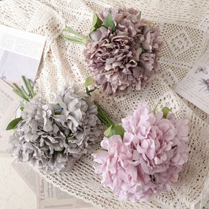 Fleurs d'hortensia artificielles Eileen, réalistes, en tissu tressé, pour décorations de mariage, bouquets, style INS - Product Image 2
