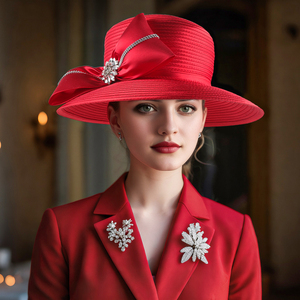 Personnalisé Satin Tissu Fascinator Chapeau Diamant Bowknot Chapeau Haut De Forme De Luxe Église Chapeau pour Adultes Fête Vacances Mascarade Décoration - Product Image 1