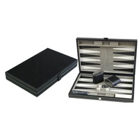 Jeu d'échecs et de backgammon portable en similicuir PU, plateau pliable, ensemble de jeux de société