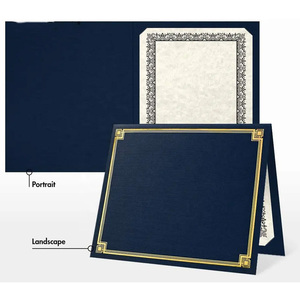 Custom Diploma Cover Folder Nautical Blue With Gold Foil Size 9 1/2 X 12 Paper Certificate Holders <strong>Document</strong> File Fold - Product Image 2
