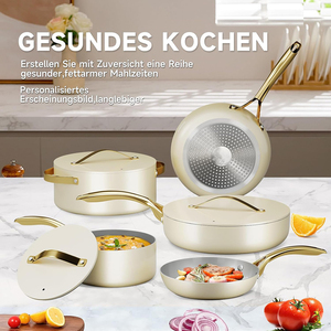 Ensemble de casseroles et poêles en céramique de haute qualité avec poignées en acier inoxydable, 8 pièces, en aluminium - Product Image 2