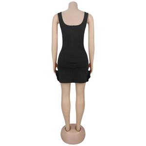 Vestido Elegante con Volantes para Mujer, Estilo Europeo Americano, de Secado Rápido, Sin Mangas, Cuello Cuadrado - Product Image 4