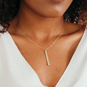 Personalized Long <strong>bar</strong> <strong>Necklace</strong> 925 <strong>Sterling</strong> <strong>Silver</strong> Dainty 18k Gold Plated Blank <strong>t</strong> <strong>bar</strong> <strong>Necklace</strong> - Product Image 2