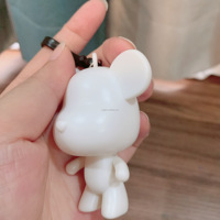DIY Fluide Ours Porte-clés Pendentif Résine Peint à la Main Jouet de Coloriage Blanc Embryon Art Peinture Moule Mignon pour Enfants Adultes