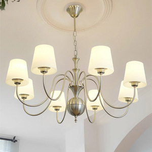 Lámpara colgante redonda LED E26 de estilo vintage francés, dorada, con múltiples cabezales, para dormitorio, sala de estar, estudio. - Product Image 3