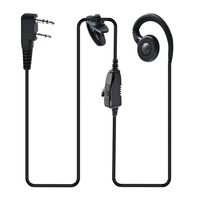 Earpiece PTT Mic Two Way Radio Single Wire Walkie Talkie Earhook C-Shape Swivel Earloop ABS Material Sustainable Kenwood Baofeng