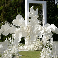 Installations artistiques extérieures et fleurs de mariage, grande décoration florale artificielle en papier blanc pour mariage extérieur