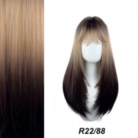 Nouvelle perruque synthétique longue de 26 pouces, lisse et dégradée, avec cuir chevelu simulé, bonnet en maille respirant et ajustable, idéale pour le quotidien et les fêtes, pour femmes