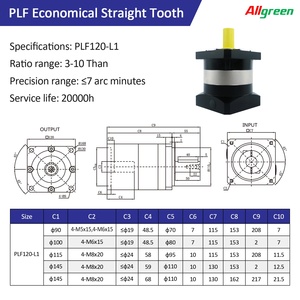 กล่องเกียร์ลดความเร็วแบบดาวเคราะห์ Allgreen PLF120 ขนาด 120 มม. ความแม่นยำสูง อัตราทด 3:1~100:1 สำหรับระบบอัตโนมัติ - Product Image 4