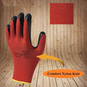 Gants de travail de sécurité antidérapants en tricot de <span class=keywords><strong>Nylon</strong></span> rouge, paume en caoutchouc recouverte de <span class=keywords><strong>Latex</strong></span> froissé - Product Image 4