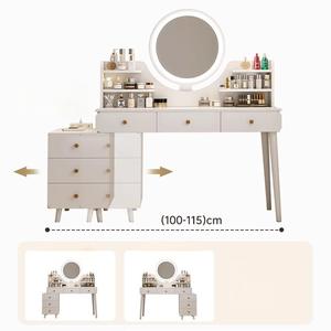 Coiffeuse moderne en bois durable avec tiroirs intégrés et miroir éclairé pour <span class=keywords><strong>chambre</strong></span> principale et appartement - Product Image 1