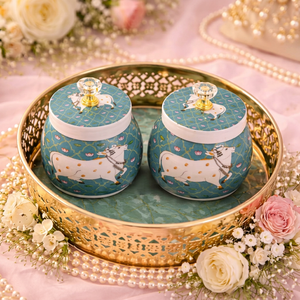 Frascos de especias metálicos vintage con tapas herméticas con estampado de vaca, recipientes redondos para almacenamiento de alimentos para decoración de cocina y bodas - Product Image 1