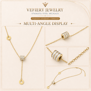 Gold Color Titanium Steel Beaded Lariat <b>Fashion</b> <b>Necklace</b> for Women - Product Image 4