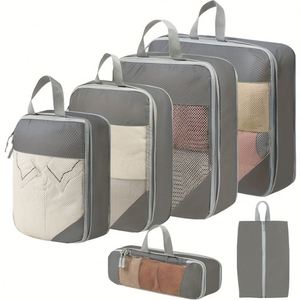 Ensemble de 5 sacs de rangement de voyage extensibles, cubes de compression pour valises, organisateurs de vêtements - Product Image 5