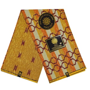 Tissu de pagne Offre Spéciale impression 2 + 4 mètres or kente correspondant ankara bloc de cire africaine 100% coton tissu tissus africains