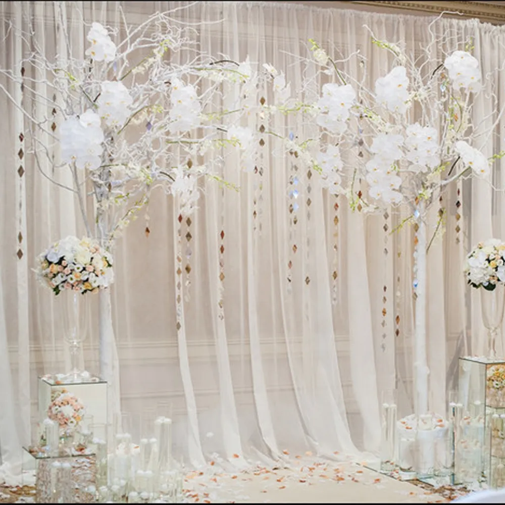 OWENIE white extra long backdrop sheer curtains for wedding event party curtains drapes