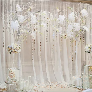 OWENIE White Extra Long Backdrop Sheer Curtains For Wedding Event Party Curtains Drapes