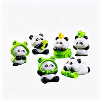 Figurines de panda miniatures mignonnes, grenouille avec chapeau, canard en bambou, ornements décoratifs en résine, décoration de bureau, de gâteau, de voiture, cadeau