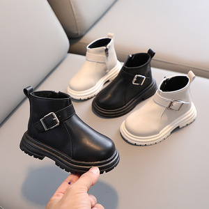 Bottes courtes en coton chaud à semelle souple pour enfants, style britannique, pour garçons et filles - Product Image 1