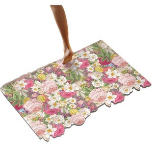 Tapis de salle de bain rectangulaire à motif floral, boucles en soie, absorbant, séchage rapide, antidérapant, design moderne pour l'entrée des toilettes - Product Image 2