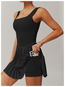 Kaos Tenis Wanita Model U-Shape Back Fake Two-Piece Bahan Spandex/Nylon Anti-Goresan Pakaian, Cocok untuk Fitness dan Olahraga, Dilengkapi Kantong - Product Image 5