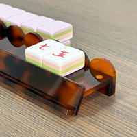 Poussoirs de Mahjong en Acrylique Effet Écaille de Tortue avec Conception Magnétique, Double Ensemble, Planche de Mahjong Américain pour l'Arrangement des Tuiles de Mahjong