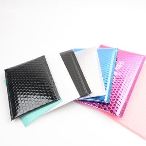 Logotipo personalizado Rosa Negro Metálico Envío Poly Bubble Mailers Wrap Bolsas Sobres acolchados Bolsas de embalaje - Product Image 4