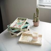 Plateau suspendu rectangulaire de luxe léger, style sud-ouest, pour rangement de fruits et collations, avec décorations coquillages, fleurs et poissons, pour mariage