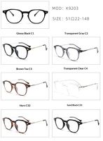 ZS K9203 Bingkai Kacamata Gaya Korea Baru TR90 Retro Bulat Full Rim Fashionable Unisex Artistik Personalisasi Kacamata Polos Bergradasi