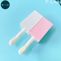 P-LAN Marque Stock 100 pièces Carré Blanc Rose Transparent Contenants de Brillant À Lèvres 6ML Personnalisé Brillant À Lèvres Tube Avec Grosse Brosse Grosse Baguette