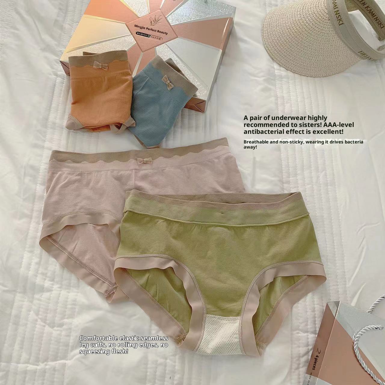 Wholesale 10 Pcs Set Gift Box Underwear Women Sexy Print Lace Crocheted Breathable Nylon Polyester Mid-Rise Seamless Waist